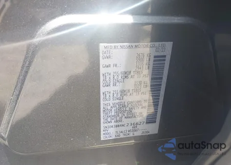 2022 Nissan Pathfinder Sv 2Wd z USA, uszkodzony, nr VIN 5N1DR3BB4NC236627